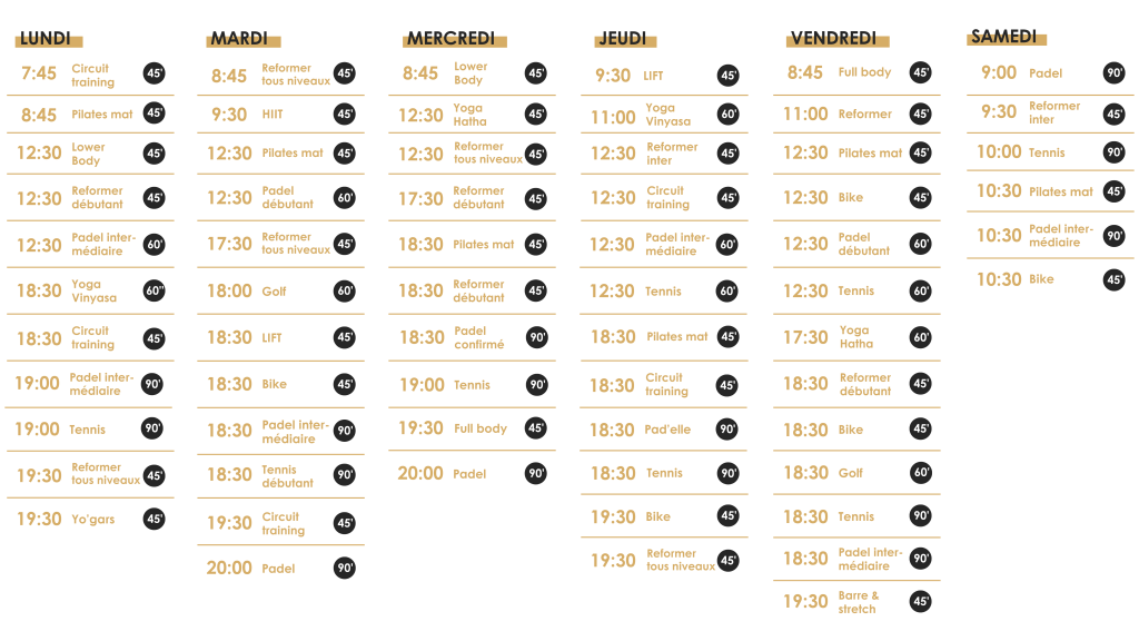 planning cours collectifs